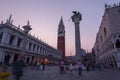 St. Mark Square Campanile and Doges Palace in Venice, Italy. Royalty Free Stock Photo