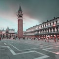 St. Mark Square Campanile and Doges Palace in Venice, Italy. Royalty Free Stock Photo