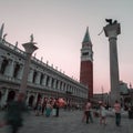 St. Mark Square Campanile and Doges Palace in Venice, Italy. Royalty Free Stock Photo