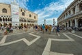 St. Mark Square, VENICE, ITALY - August 02, 2019: Loggetta del Sansovino museum, Torre dell Orologio, Basilica and Museum San Royalty Free Stock Photo