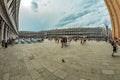 St. Mark Square, VENICE, ITALY - August 02, 2019: Loggetta del Sansovino museum, Torre dell Orologio, Basilica and Museum San Royalty Free Stock Photo