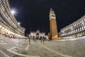 St. Marko square by night with campanile in fisheye view