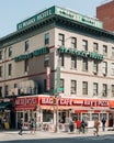 St. Marks Hotel and Rays Pizza signs, at Astor Place in the East Village, New York City