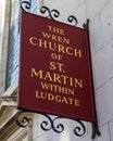 St. Martin-within-Ludgate Church in the city of London, UK Royalty Free Stock Photo