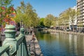 St Martin`s canal summer mood in Paris X district Royalty Free Stock Photo