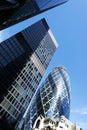 St. Mary Axe and skyscrapers in 13 September 2019. London Royalty Free Stock Photo