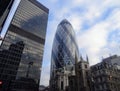 30 St Mary Axe (known previously as the Swiss Re Building), informally known as The Gherkin, London, United Kingdom Royalty Free Stock Photo