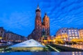 St. Mary Basilica in Krakow at night