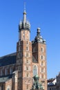 St.Mary Basilica Mariacki, gothic style church, main market square, Krakow, Poland Royalty Free Stock Photo