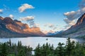 St. Mary Lake and wild goose island in Glacier national park Royalty Free Stock Photo