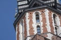 St. Mary`s Basilica Church of Our Lady Assumed into Heaven in Krakow / Cracow, Poland. Trumpeter, bugler playing a bugle call