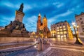 St. Mary`s Basilica on the Krakow Main Square at Dusk, Krakow Royalty Free Stock Photo