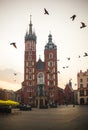 St. Mary`s basilica or Tower in Krakow, Poland