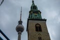 St. Mary\'s Church Marienkirche and the TV Tower Fernsehturm Berlin Germany