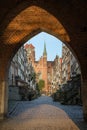 St. Mary`s Church and Street in Gdansk Royalty Free Stock Photo