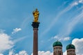 St Mary`s Column with Frauenkirche, Munich, Germany Royalty Free Stock Photo