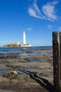 St Mary`s Lighthouse and causeway Royalty Free Stock Photo