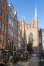 St. Mary`s Street and Church in Gdansk Royalty Free Stock Photo