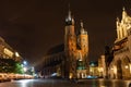 St. Mary's Basilica (Church of Our Lady Assumed into Heaven) in Krakow, Poland at night Royalty Free Stock Photo