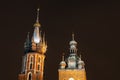 St. Mary's Basilica (Church of Our Lady Assumed into Heaven) in Krakow, Poland at night Royalty Free Stock Photo