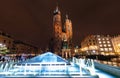 St. Mary's Basilica (Church of Our Lady Assumed into Heaven) in Krakow, Poland at night Royalty Free Stock Photo