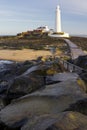 St Marys Lighthouse and Island at Whitley Bay, North Tyneside, England, UK.