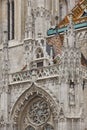 St. Matthias neogothical cathedral facade and tiles in Budapest. Hungary Royalty Free Stock Photo