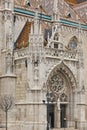 St. Matthias neogotical cathedral facade and tiles in Budapest. Hungary Royalty Free Stock Photo