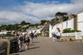 St Mawes Cornwall people in the town in beautiful weather during Covid crisis