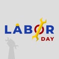 1st May Labor Day greeting with hands of labourers representing power. Vector illustration of labour day concept with tricolor Ind