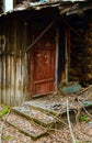 1st of May 2016, Russia, Tomsk, old fashioned door of wooden house