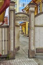 1st of May 2016, Russia, Tomsk, wooden vintage gate of old houses