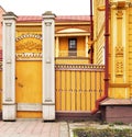 1st of May 2016, Russia, Tomsk, wooden vintage gate of old houses