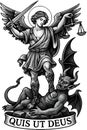 St Michael the Archangel illustration defeating the devil. Royalty Free Stock Photo
