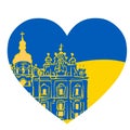 St Michael golden dome icon. Heart shaped flag symbol