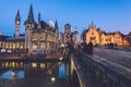 St. Michael`s Bridge and Old town in Gent Royalty Free Stock Photo