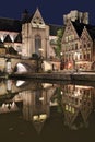 St. Michael's church and bridge at night. Ghent, Belgium. Royalty Free Stock Photo