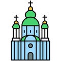 St. Michael`s Golden-Domed Monastery icon, Ukraine related vector illustration