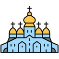 St. Michael`s Golden-Domed Monastery icon, Ukraine related vector illustration