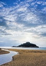 St Michael`s Mount against sunset near Penzance in Cornwall Royalty Free Stock Photo