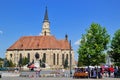 St. Michael`s Roman Catholic Church and Matthias Corvinus monument in Cluj-Napoca Royalty Free Stock Photo