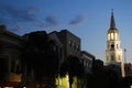 St Michaels Church glows at dusk, Charleston, SC