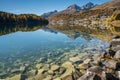 St. Moritz with its lake and surrounding mountains in the fall Royalty Free Stock Photo