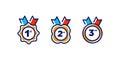 1st 2nd 3rd medal first place second third award winner badge guarantee winning prize ribbon symbol sign icon logo template Vector