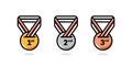 1st 2nd 3rd medal first place second third award winner badge guarantee winning prize ribbon symbol sign icon logo template Vector Royalty Free Stock Photo