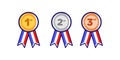 1st 2nd 3rd medal first place second third award winner badge guarantee winning prize ribbon symbol sign icon logo template Vector Royalty Free Stock Photo