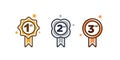 1st 2nd 3rd medal first place second third award winner badge guarantee winning prize ribbon symbol sign icon logo template Vector Royalty Free Stock Photo