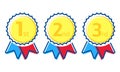 1st, 2nd and 3rd place - gold, silver and bronze medals set Royalty Free Stock Photo