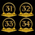 31st 32nd 33rd 34th anniversary gold color and black background