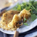 St-nectaire and potato savoury pancake Royalty Free Stock Photo